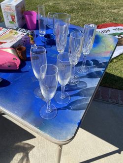 Crystal Champagne Flutes Glasses Antique