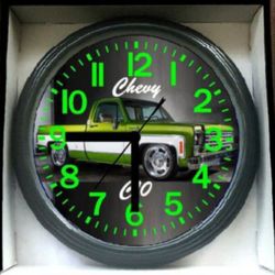 Chevy Chevrolet C10 Bagged Glow In The Dark Wall Clock New!