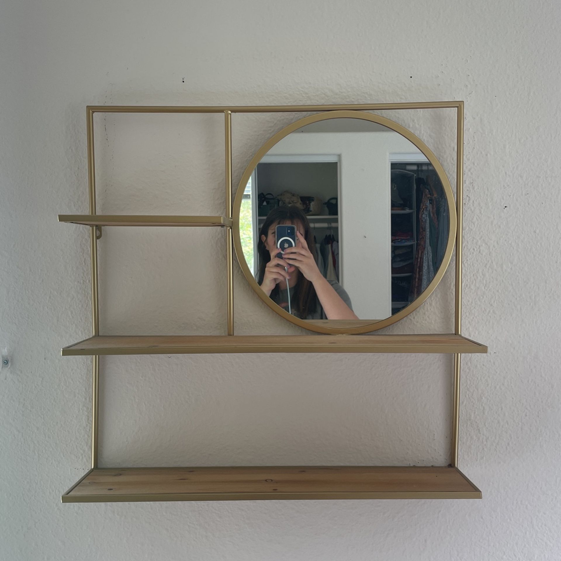 GOLD MIRROR SHELF World market