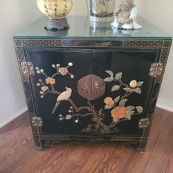 Oriental Mid Century Black Lacquer cabinet