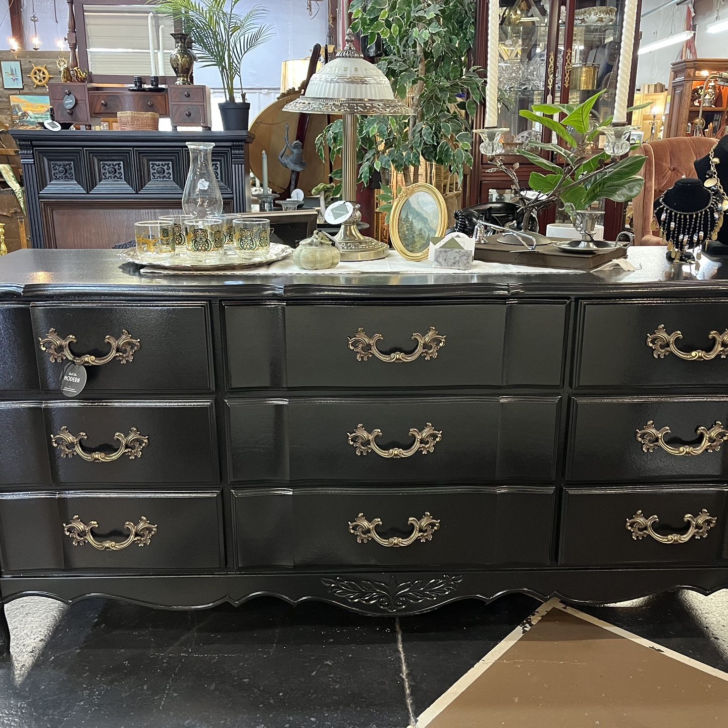 black french dresser Black Painted French Provincial Dresser