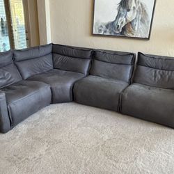 Arhaus Leather Reclining Sectional 