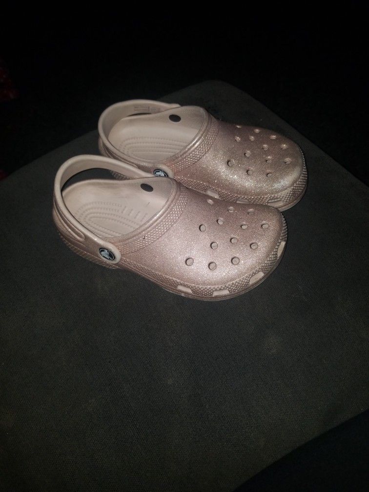 Crocs Glittery Light Pink Size J 1