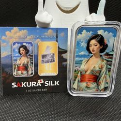 Bullion Baddies Sakura Silk 1oz .999 Silver Bar – Limited 480 – w/ COA 