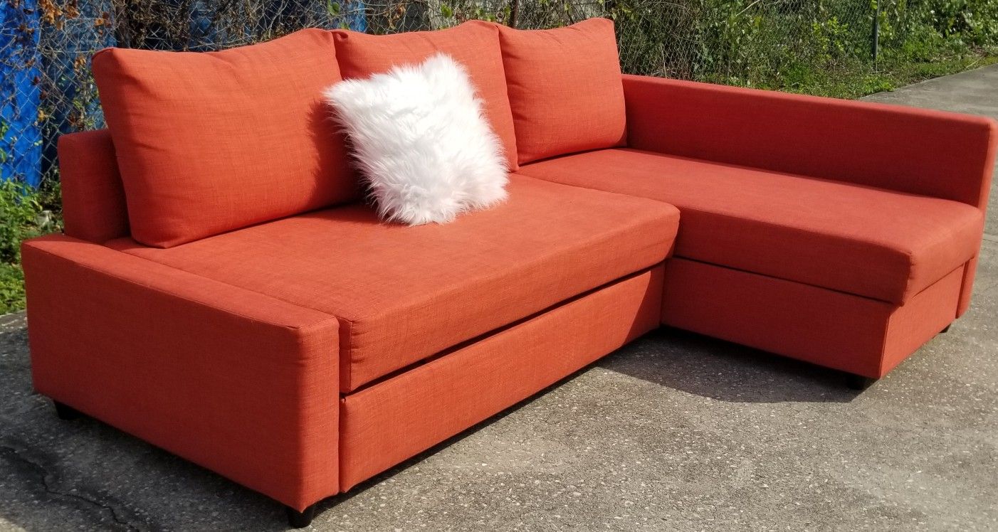 IKEA Orange FRIHETEN Sleeper Sectional w Storage Free Delivery for Sale in Orlando FL OfferUp