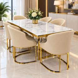 Modern luxury 7 piece dining table set