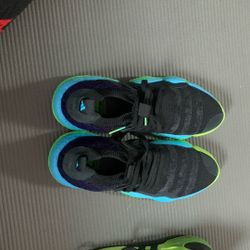 Green And Blue Bassketball Shoes Are Size 11.5 The Green Ones Are 12