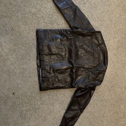 Men’s Brown Leather Jacket With Collar(Medium )