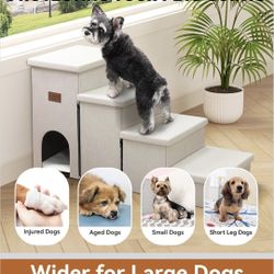 Dog Stairs with Condo 23" H, 4-Step Wider Folding Storage for Small/Medium/Large Old Dogs N Cats