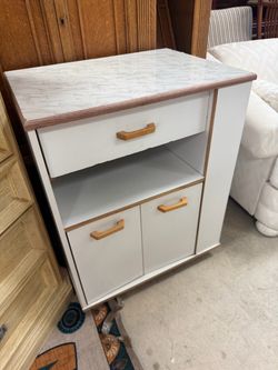 White Cabinet with Marble-Effect Top