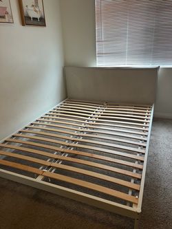 IKEA SLATTUM Queen Upholstered Bed Frame — Padded Headboard, 2 Available