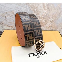 Zucca FF Logo Leather Fendi belt