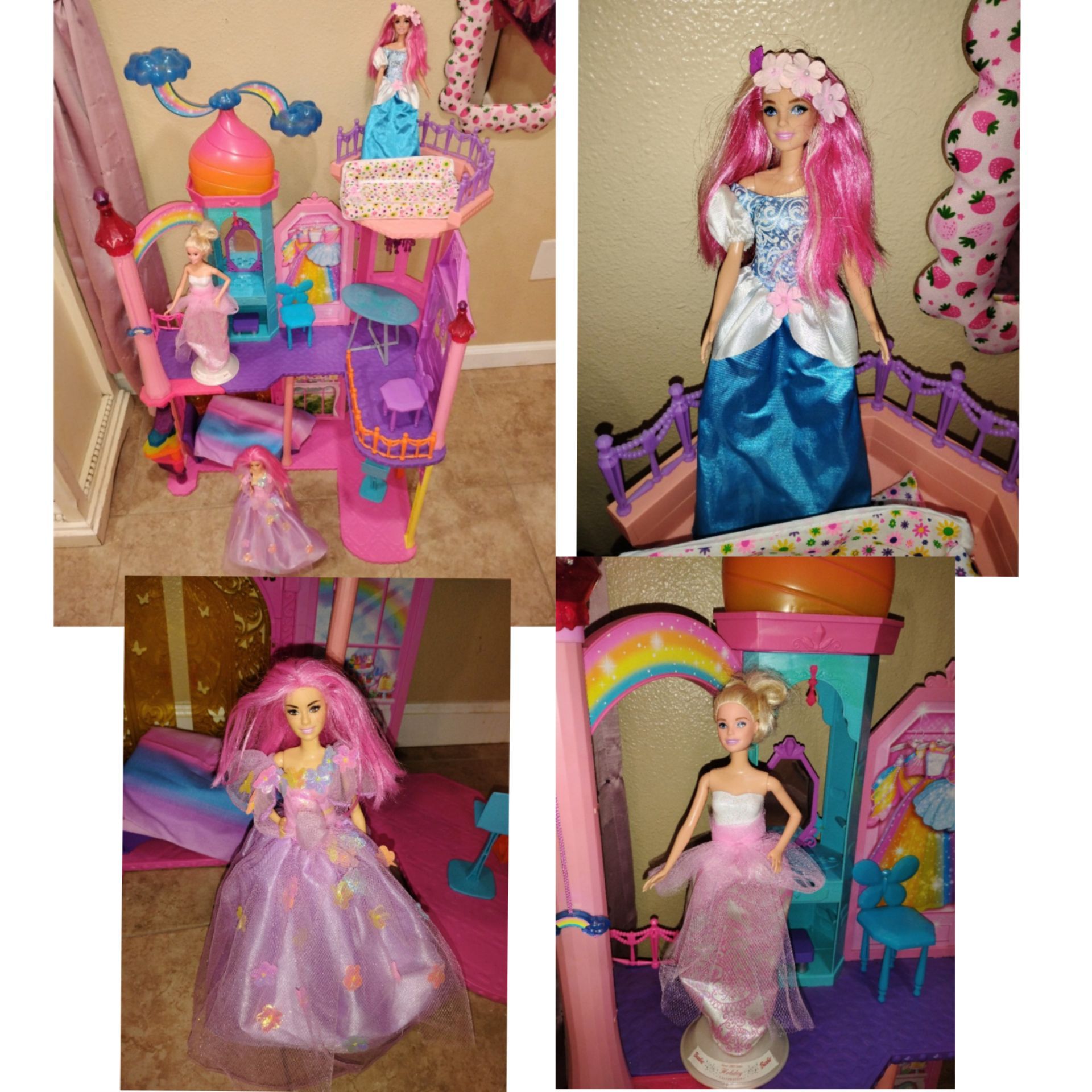 Barbie princess house with dolls and furniture