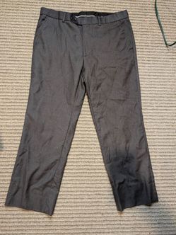 Giorgio Fiorelli Quality Textiles Gray Herringbone Pleated Dress Pants 40W