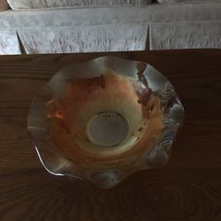 Vintage Jeannette Glass 11” Iris and Herringbone bowl American Made in Jeannette, Pennsylvania late 1920s-early 1930s