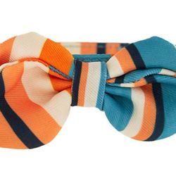  Orange /Blue/Black/ Tan Stripe Bow Tie Poly Blend Dog Collar
