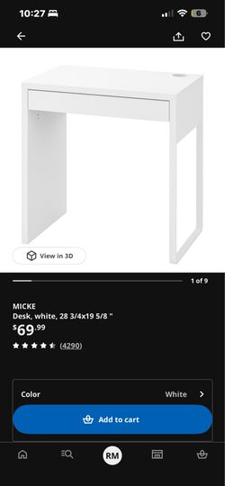 IKEA MICKE Desk with Drawer – White – Excellent Condition