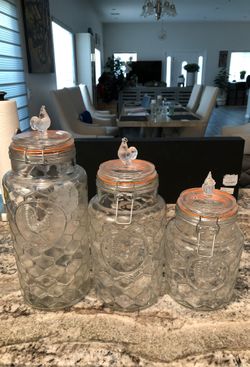 Glass Decorative Jars - Set of 3