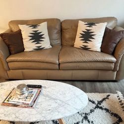 Tan Leather Living Room Sofa Set
