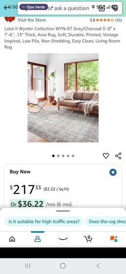 Loloi area rug grey/charcoal 5ftx7ft 6in