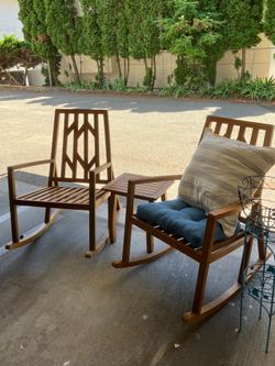 Teak outdoor rocking chairs