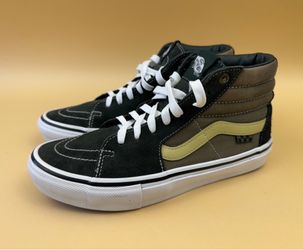 Vans Skate Sk8-Hi Black Olive Suede Men's Size 7.5 / Women's 9.0 EU 40 Near Mint