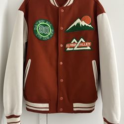 Zara Men’s Ski All Day  Alpine Valley Letterman’s Quilted Lined Jacket Size M