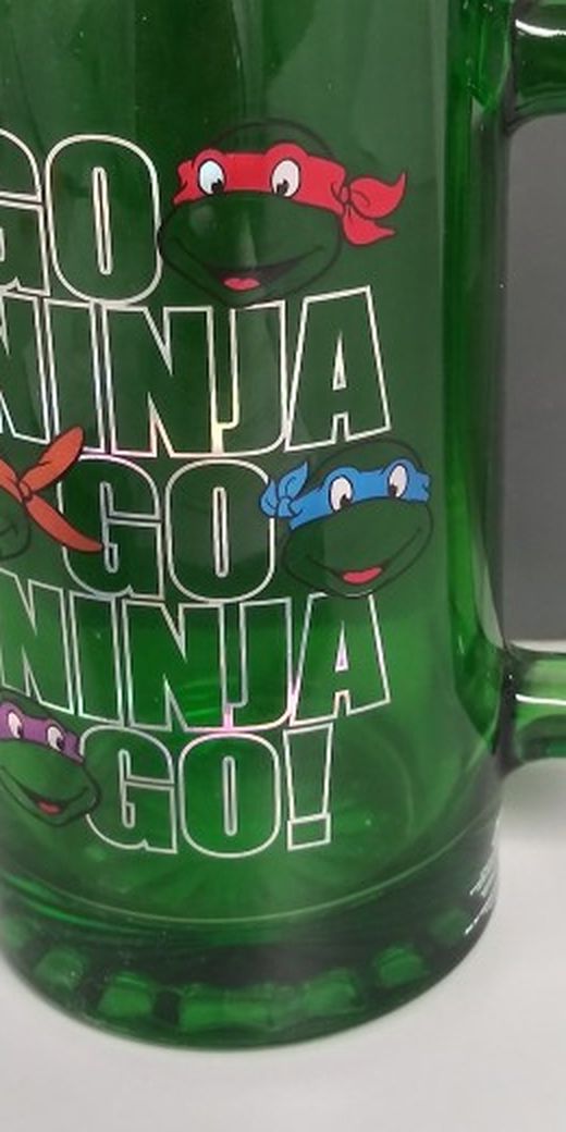 TMNT glass cup 7" Teenage Mutant Ninja Turtles glass mug cup