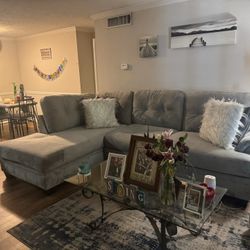 American Signature Furniture Grey  Sectional With Chaise