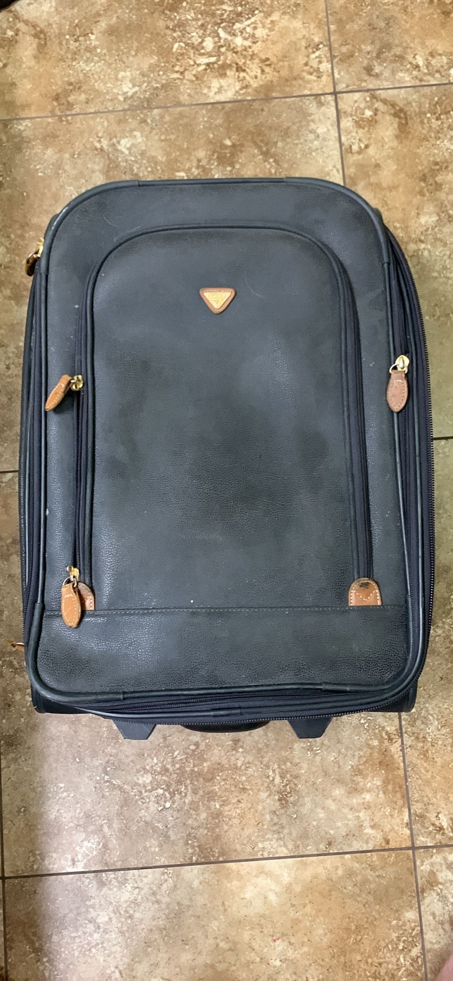 Jump Black Leather Suitcase