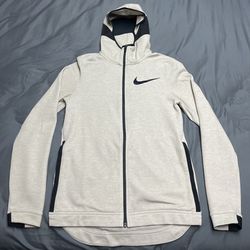 Men’s Nike Basketball Zipup Cream Hoodie - Size Small