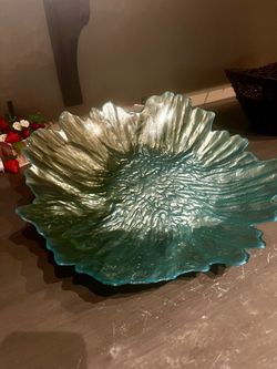 Teal Art Glass Decorative Bowl