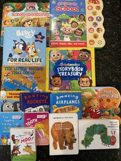 Toddler Book Lot of 14+ Books: CoComelon, Bluey, Brown Bear, Hungry Caterpillar 