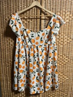 White Orange Print Mini Dress