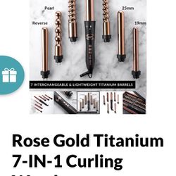 FoxyBae Rose Gold Titanium 7-in-1 Curling Wand