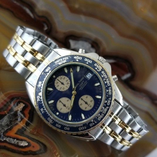 Vintage Mens Waltham Chronograph Silver & Gold Watch XAX323