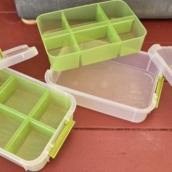 Three  2-in1 Plastic Storage Boxes With Lift Out Divided Box