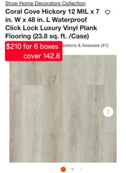 ✨️ Home Decorators Collection Coral Cove Hickory 12 MIL x 7 in. W x 48 in. L Waterproof Click Lock Luxury Vinyl Plank Flooring (23.8 sq. ft. /Case #00