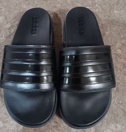 Women's Adidas Adilette platform slides very soft Black 3-strips