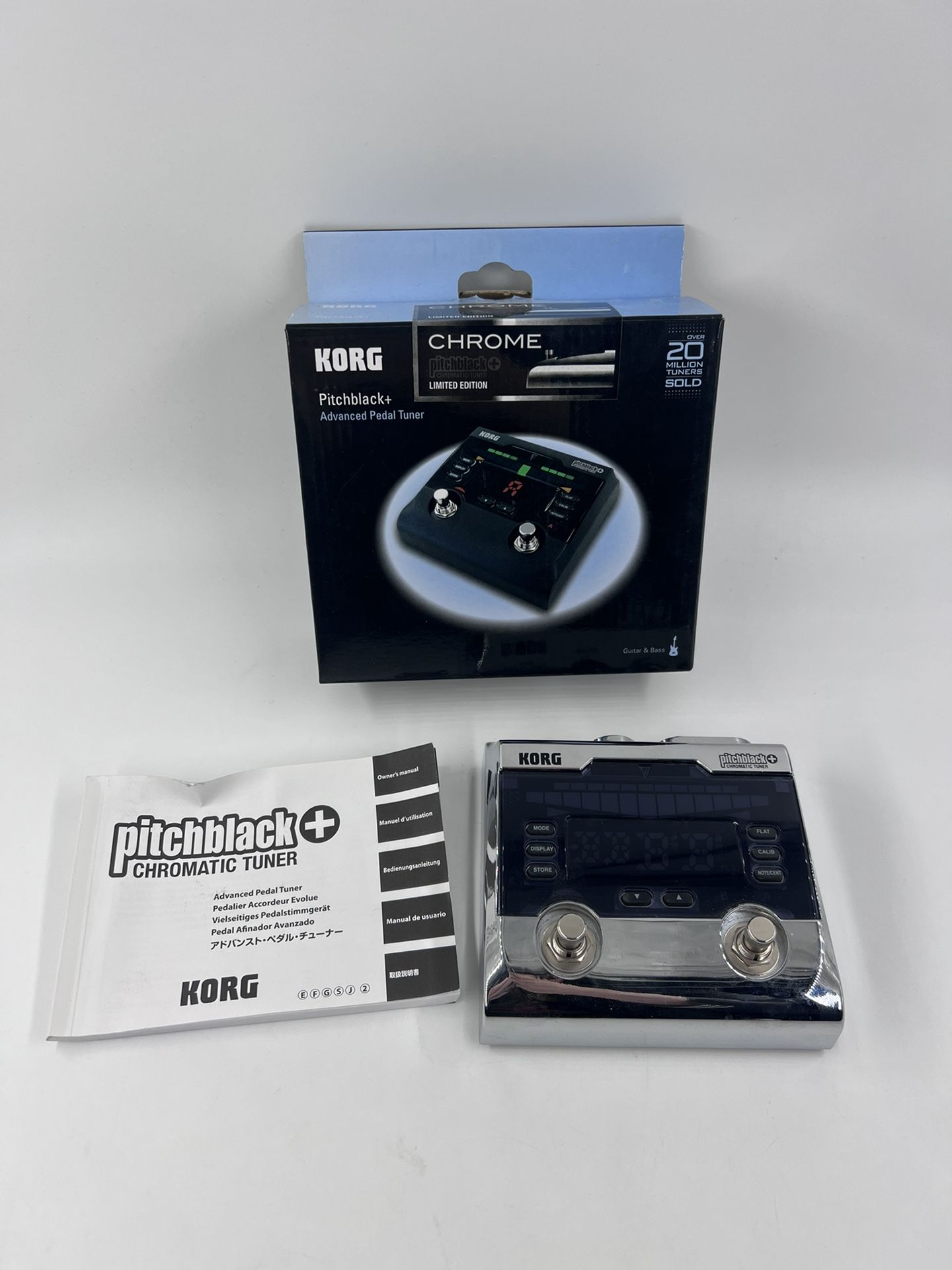 Korg PB02 Pitchblack+ Plus Chromatic Pedal Tuner Limited Edition Chrome Rare