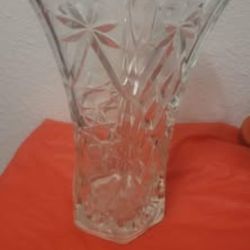 Star of David anchor hocking heavy crystal flower etched vase valentines
