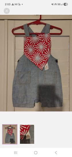 Baby Overalls & Bandana Set LIKE NEW 18MOS