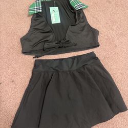 New Small Medium Black Plaid School Girl Skirt Costume 