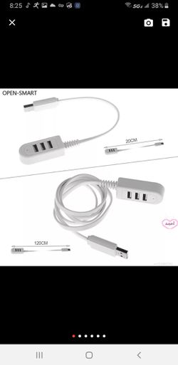 OPEN-SMART High Speed 3 Ports USB 2.0 Hub Extension Splitter for Mac Pro Mini Laptop PC Computer Charger