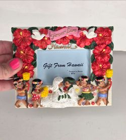 Hawaii Wedding Photo Frame Forever Love Hibiscus Hula Dancers 3D Resin 5x6