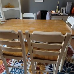 Bistro Dining Table And Matching Hutch.