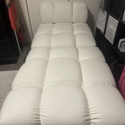 White Leather Chair  And Ottoman 