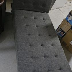Chaise Lounge Chair Gray Linen