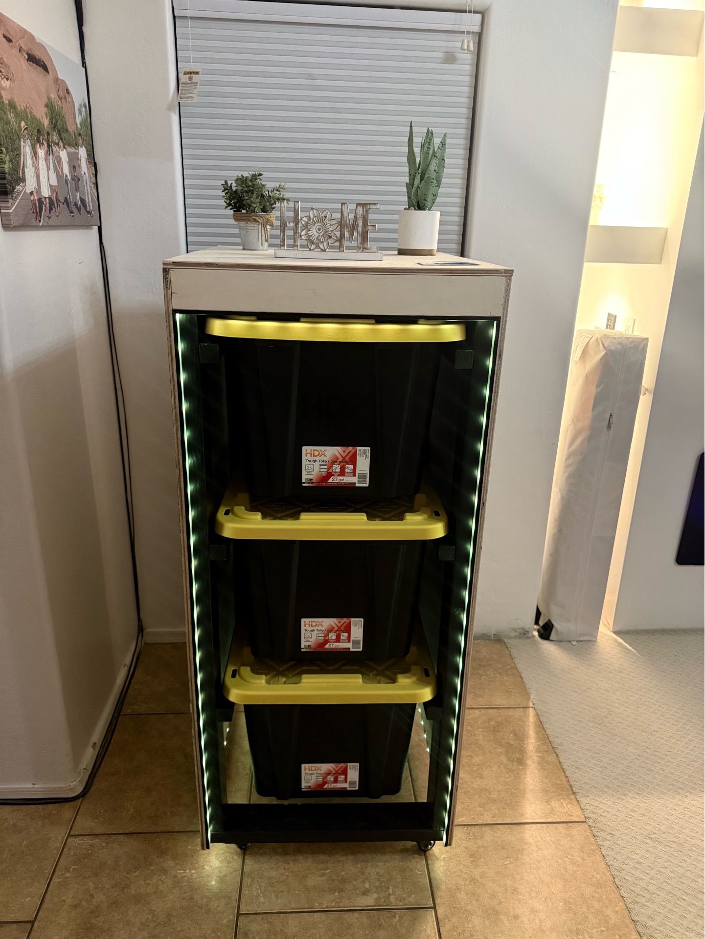 3 STORAGE MODERN CUSTOM MADE BIN WITH LED AND LOCKING WHEELS for Sale ...