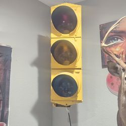 Old heavy metal stop light